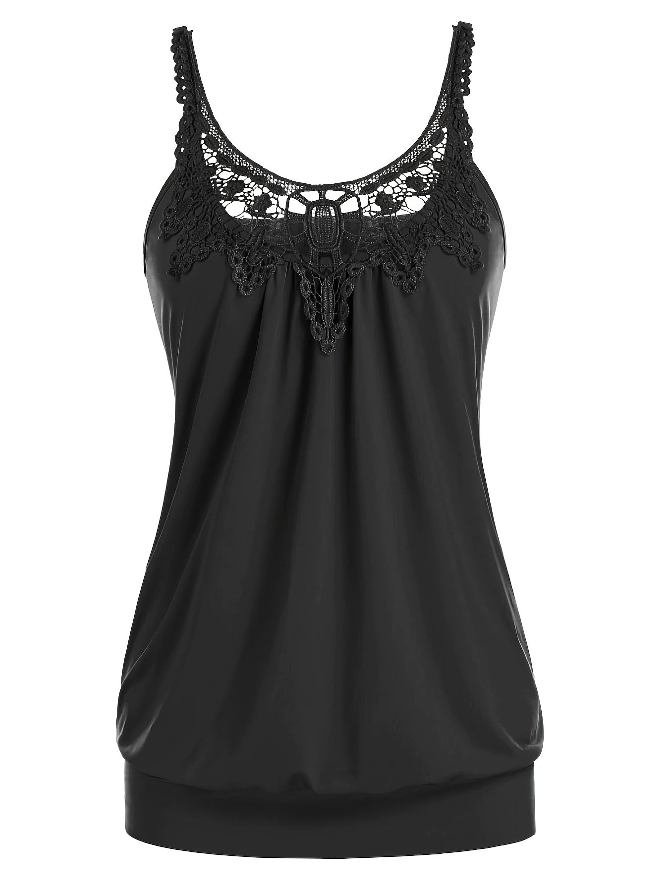 Lace Trim Sleeveless Stitching Tank Top