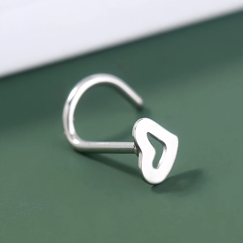 Love Hollowed Out Nose Ring Stainless Steel S Shaped Nose Nail