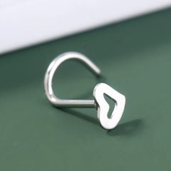 Love Hollowed Out Nose Ring Stainless Steel S Shaped Nose Nail