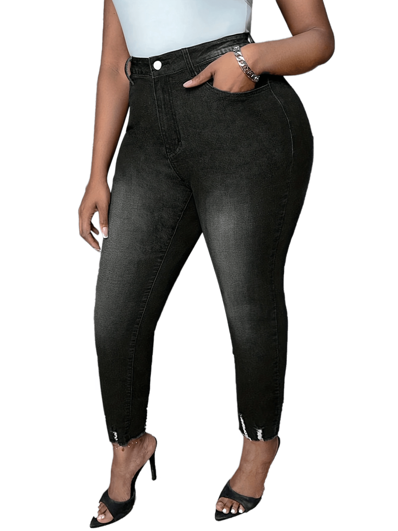  Sexy Skinny Pants Women's Plus Medium Stretch Raw Trim