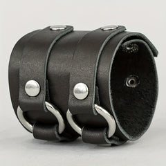 Stylish Leather Bracelet Double Circle Bracelet Men's Wristband