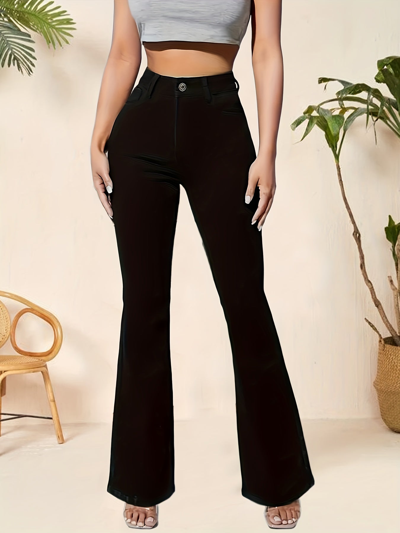 High Waist Flare Jeans Women's Denim Bell Bottom Jeans