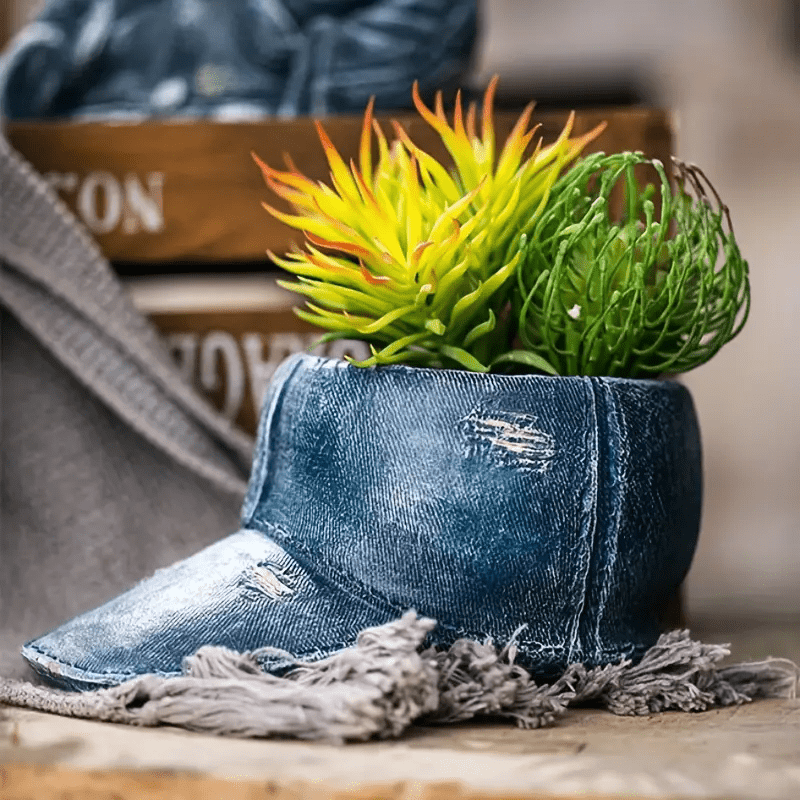 Denim Pants Resin Flower Pot Decor