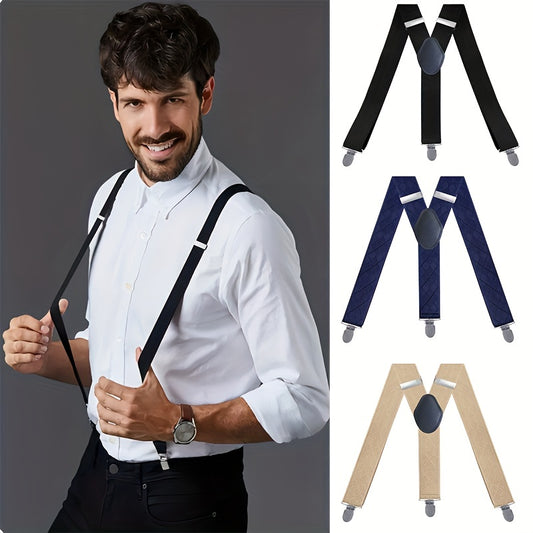Men's Y-Shaped Elastic Trousers Suspenders - Pack of 3