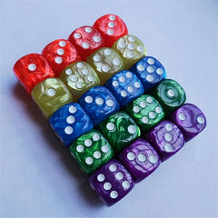 20 Pieces 16mm Colored Acrylic Dice Set for Club Party Home Games