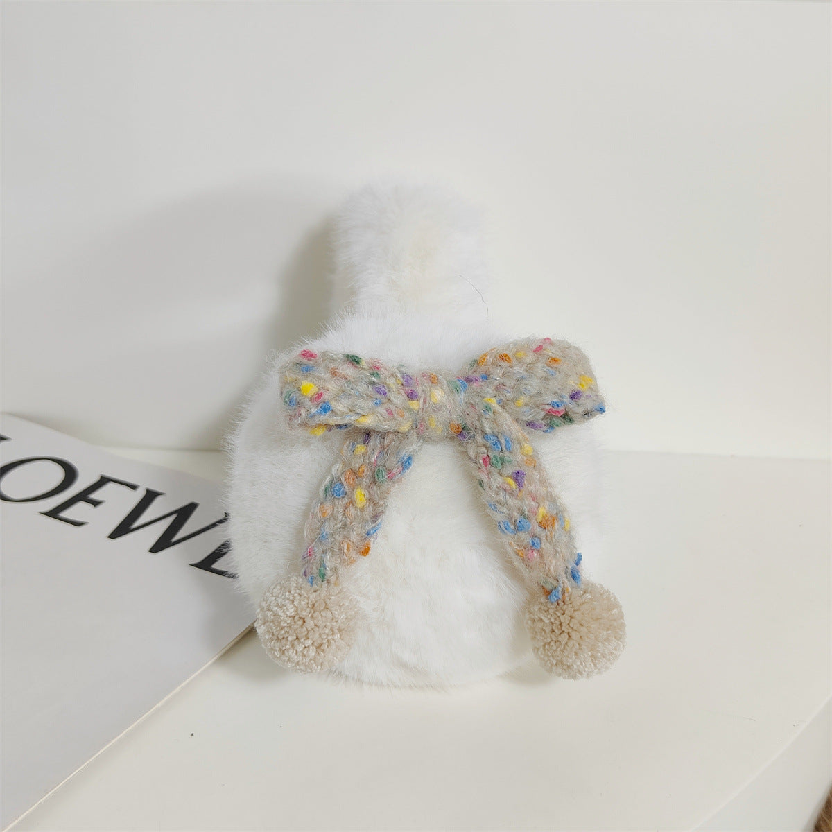 Women's Plush Winter Earmuffs with Bow & Pom Pom Brown