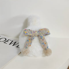 Women's Plush Winter Earmuffs with Bow & Pom Pom Brown