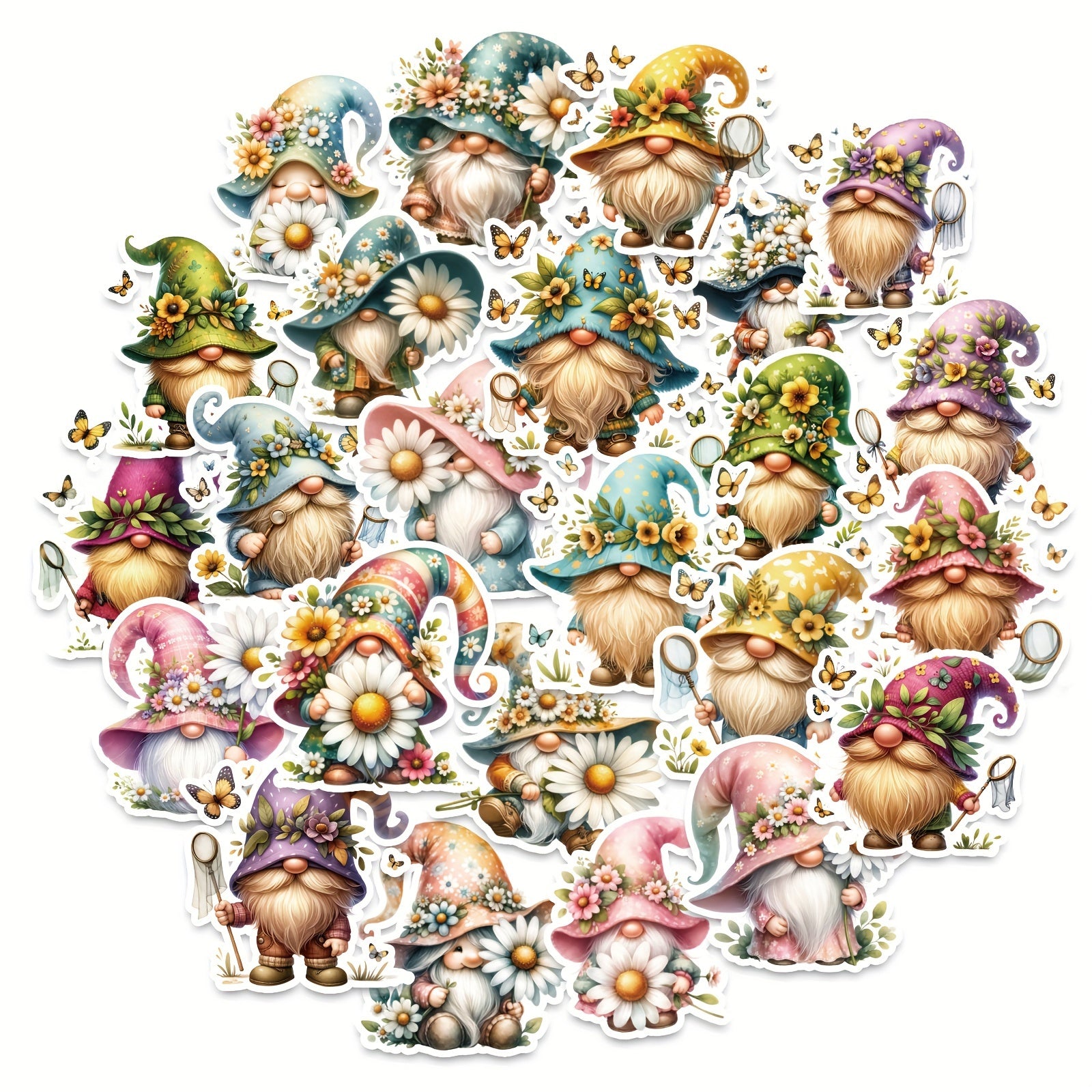 52pcs Whimsical Gnome Cartoon Stickers for DIY Decoration