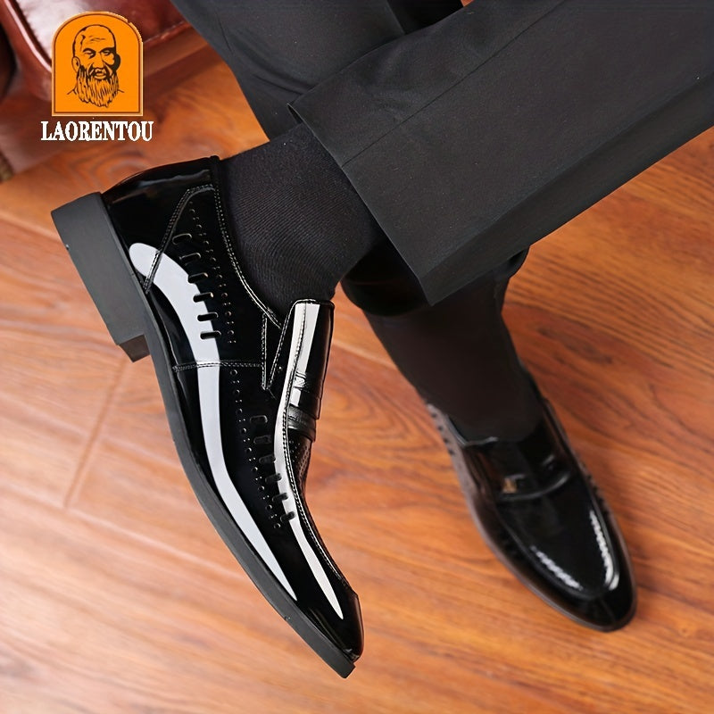 LAORENTOU Men's Leather Loafer Shoes Lightweight Non Slip Formal Shoes