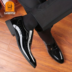 LAORENTOU Men's Leather Loafer Shoes Lightweight Non Slip Formal Shoes