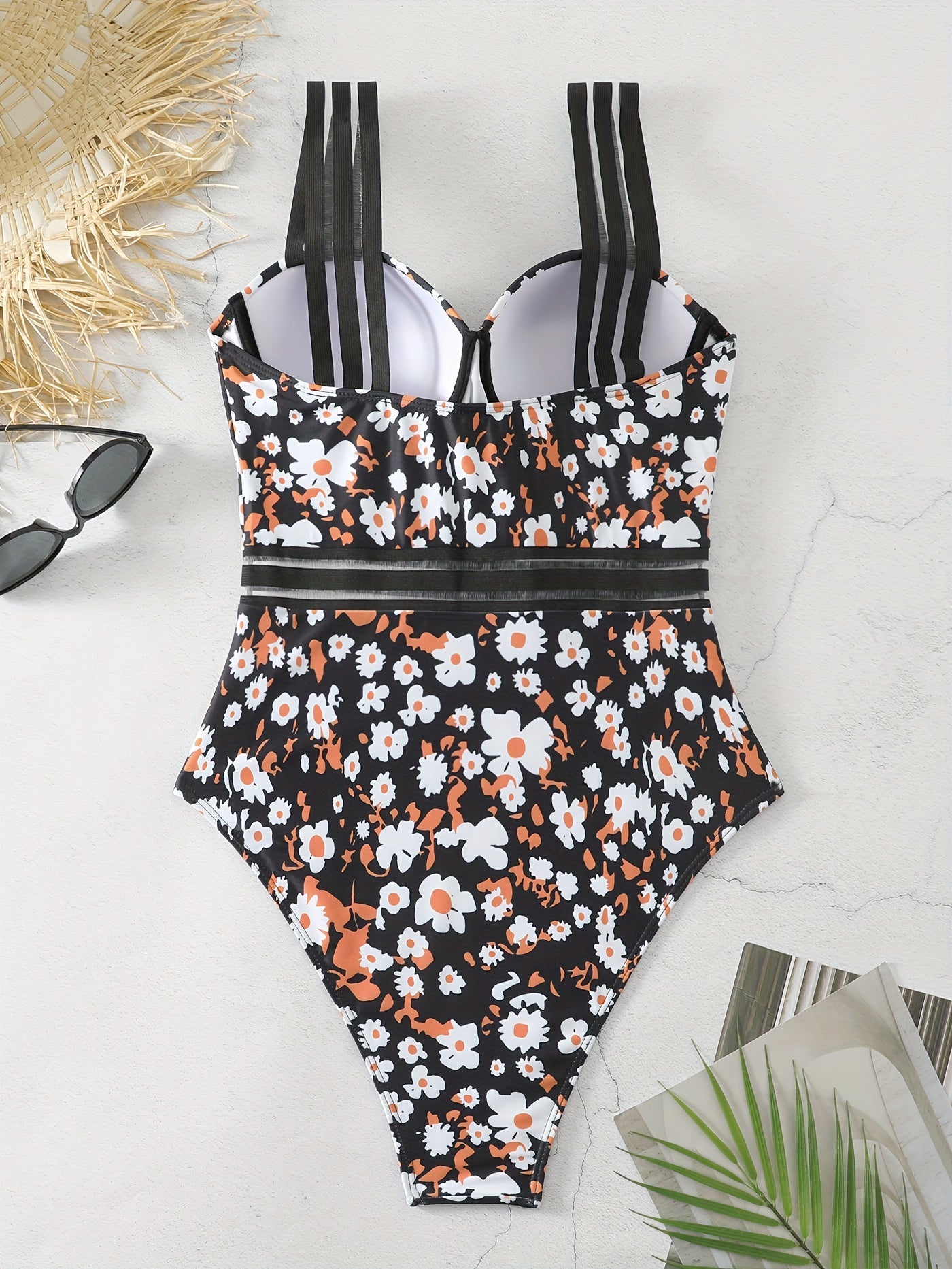 Floral Print Underwire One Piece Swimsuit