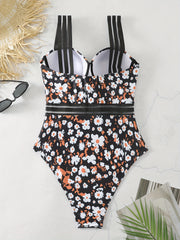 Floral Print Underwire One Piece Swimsuit