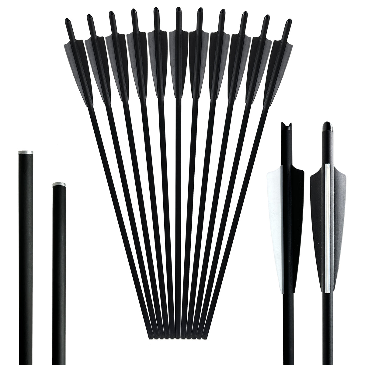 12pcs 20in Carbon Fiber Shield Feather Bowfishing Accessory Fish Catching