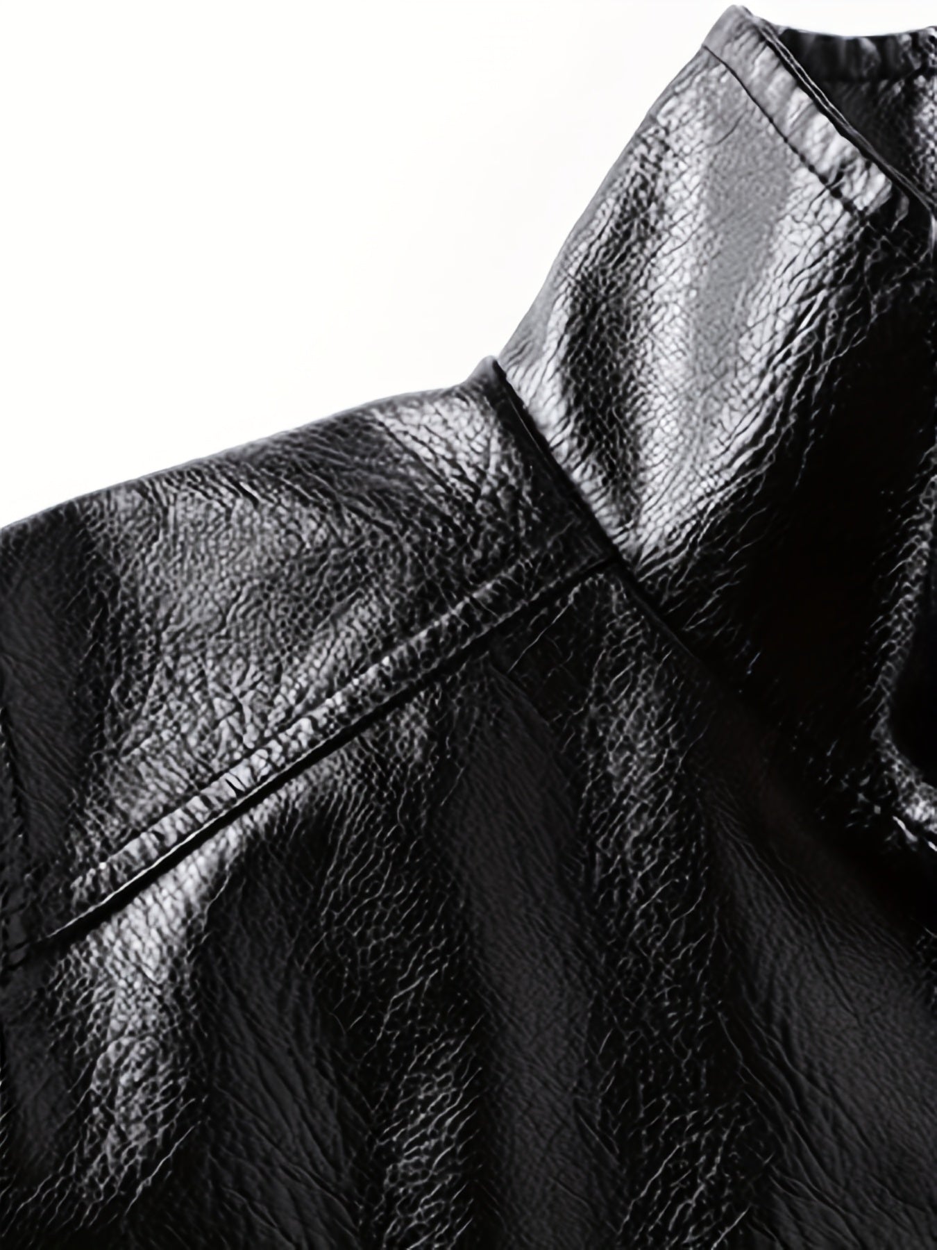 Men's PU Leather Zip Up Jacket Windproof Waterproof Top