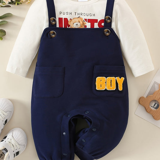 Cute Baby Outfit Letter Printed T shirt & Overalls