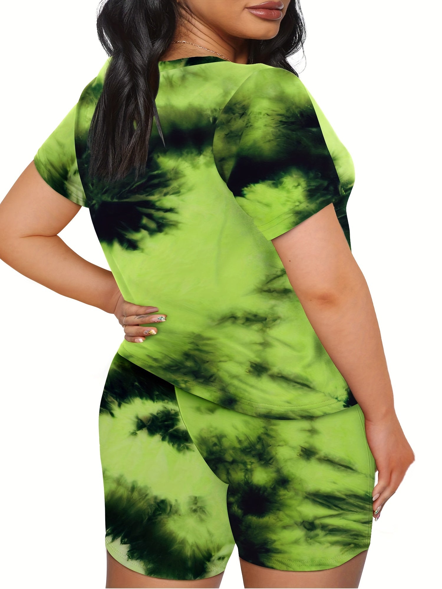  Tie Dye Crew Neck Top & Shorts Set