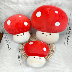Red Mushroom Plush Toy with Polka Dot Christmas Gift