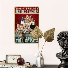 Retired Teacher Cats Poster Metal Tin Sign