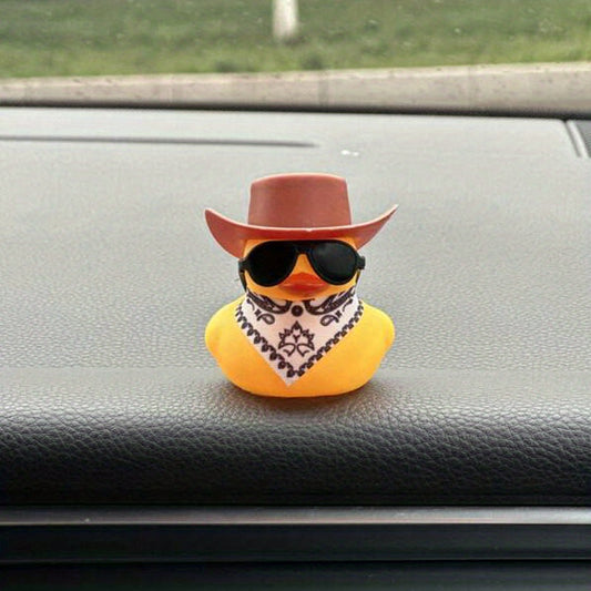 Brown Cowboy Hat with Scarf and Sunglasses for Ducks