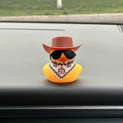 Brown Cowboy Hat with Scarf and Sunglasses for Ducks