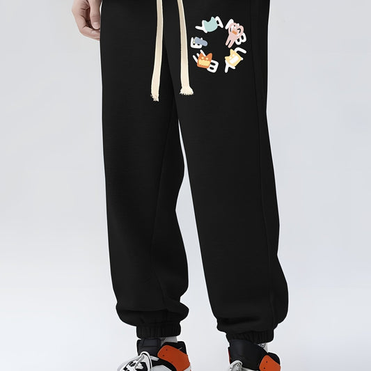 Letter Ring Print Sweatpants Casual Drawstring Jogger Pants