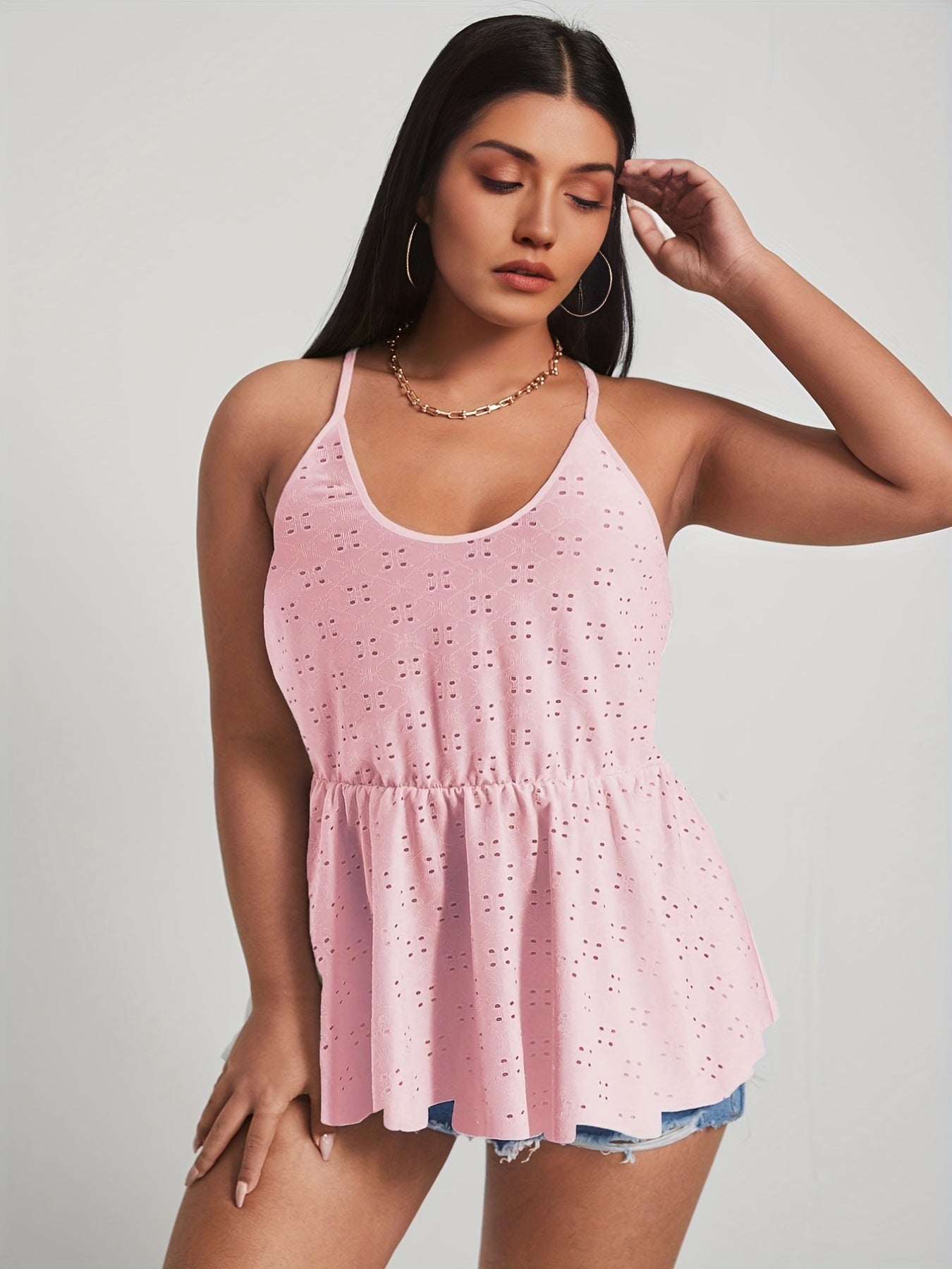  Casual Tank Top Women Nipped Waist Ruched Cami Top
