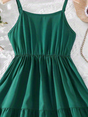 Girls' Elastic Waist Swing Cami Dress For Party Going Out
