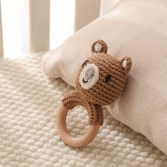 Brown Bear Baby Rattle Plush Stuffed Animal