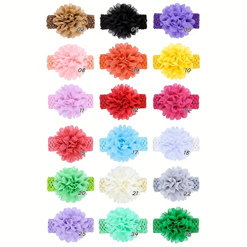 9pcs Floral Hollow Elastic Headbands for Baby Girls