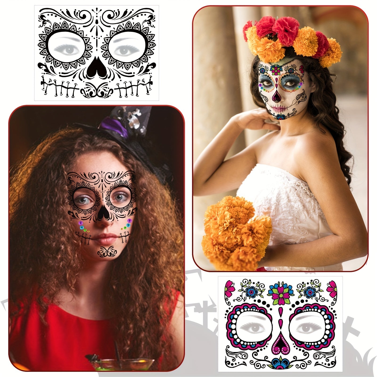 28pcs Halloween Face Stickers Eye Face Scar Tattoo Sticker For Party Decor