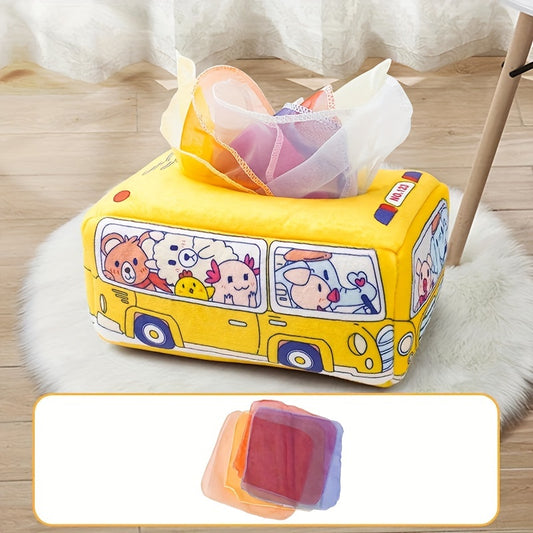 Soft Cloth Baby Tissue Box Toy with Crinkle Sound - Infant Sensory Play Toy