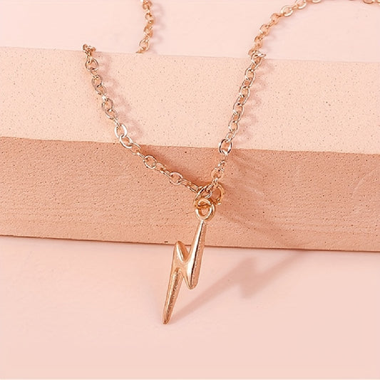 Stylish Golden Lightning Pendant Necklace for Her