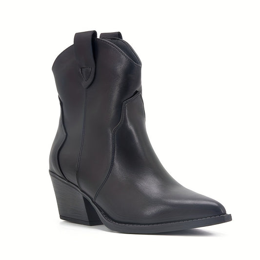 Western Ankle Boots Pointed Toe Slip On Shoes Women's