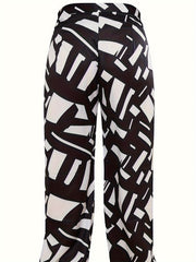 Women's Plus Geometric Print Button Up Top & Pants Set