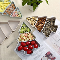 Christmas Tree Cake Tray Dessert Biscuit Snack Plate 3 Girds