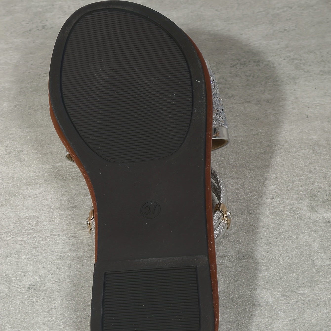 Glitter Slide Sandals Two-Way Wear Flat Beach Shoes