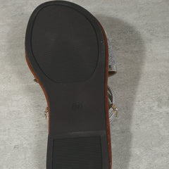 Glitter Slide Sandals Two-Way Wear Flat Beach Shoes