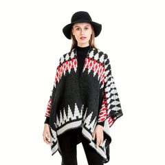 Boho Geometric Jacquard Shawl Windproof Cape Large Blanket Scarf