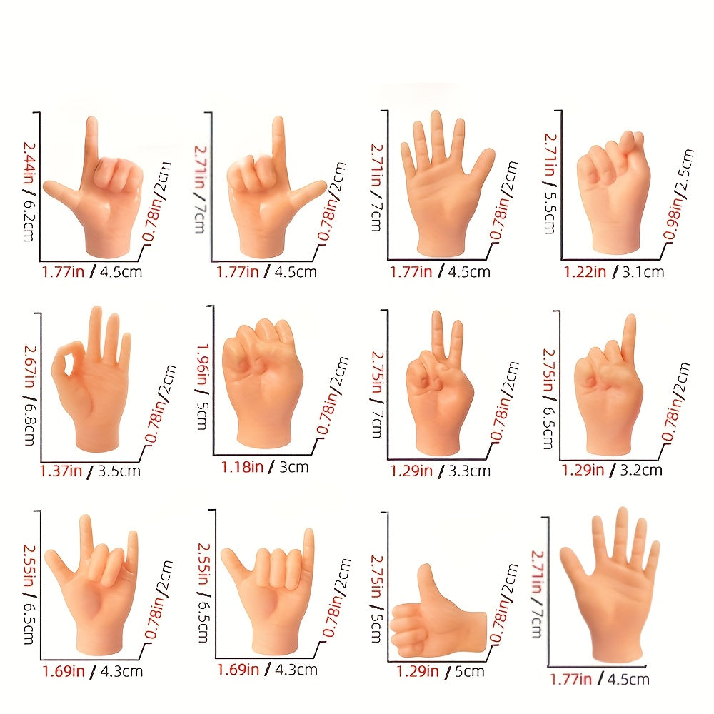 12pcs Mini Finger Hands Puppet Non Toxic Beige for DIY Pranks Theater