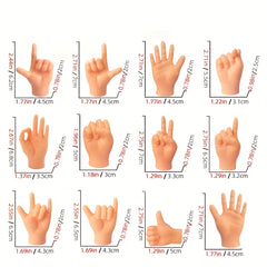 12pcs Mini Finger Hands Puppet Non Toxic Beige for DIY Pranks Theater
