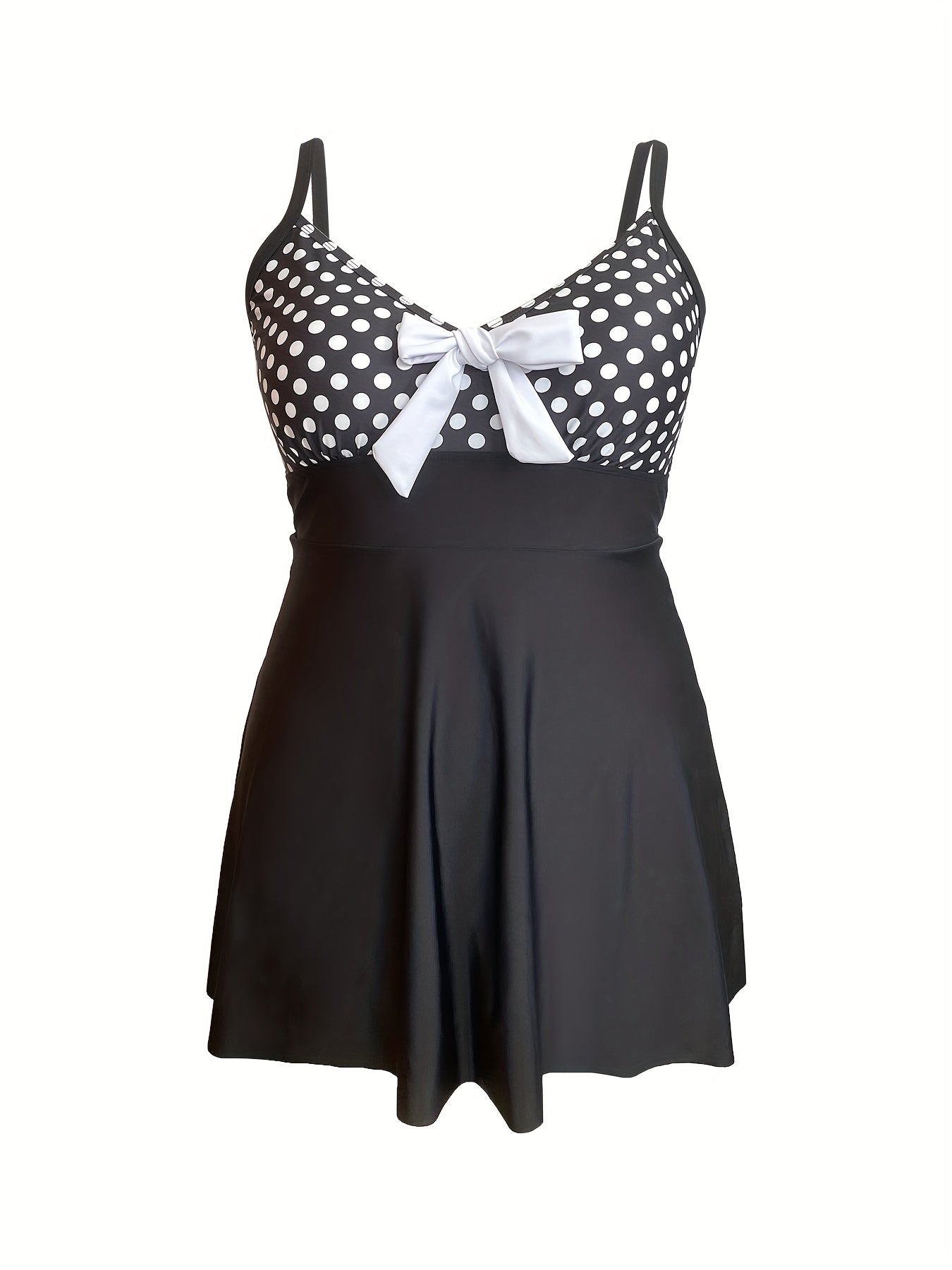 Vacay Tankini Set Women's Plus Dot Print V Neck Knot Front