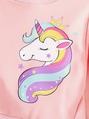 Girls Unicorn Print Pullover Sweatshirt for Autumn