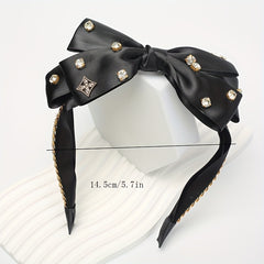 Bowknot Headband With Rhinestone Hair Hoop For Women Girls