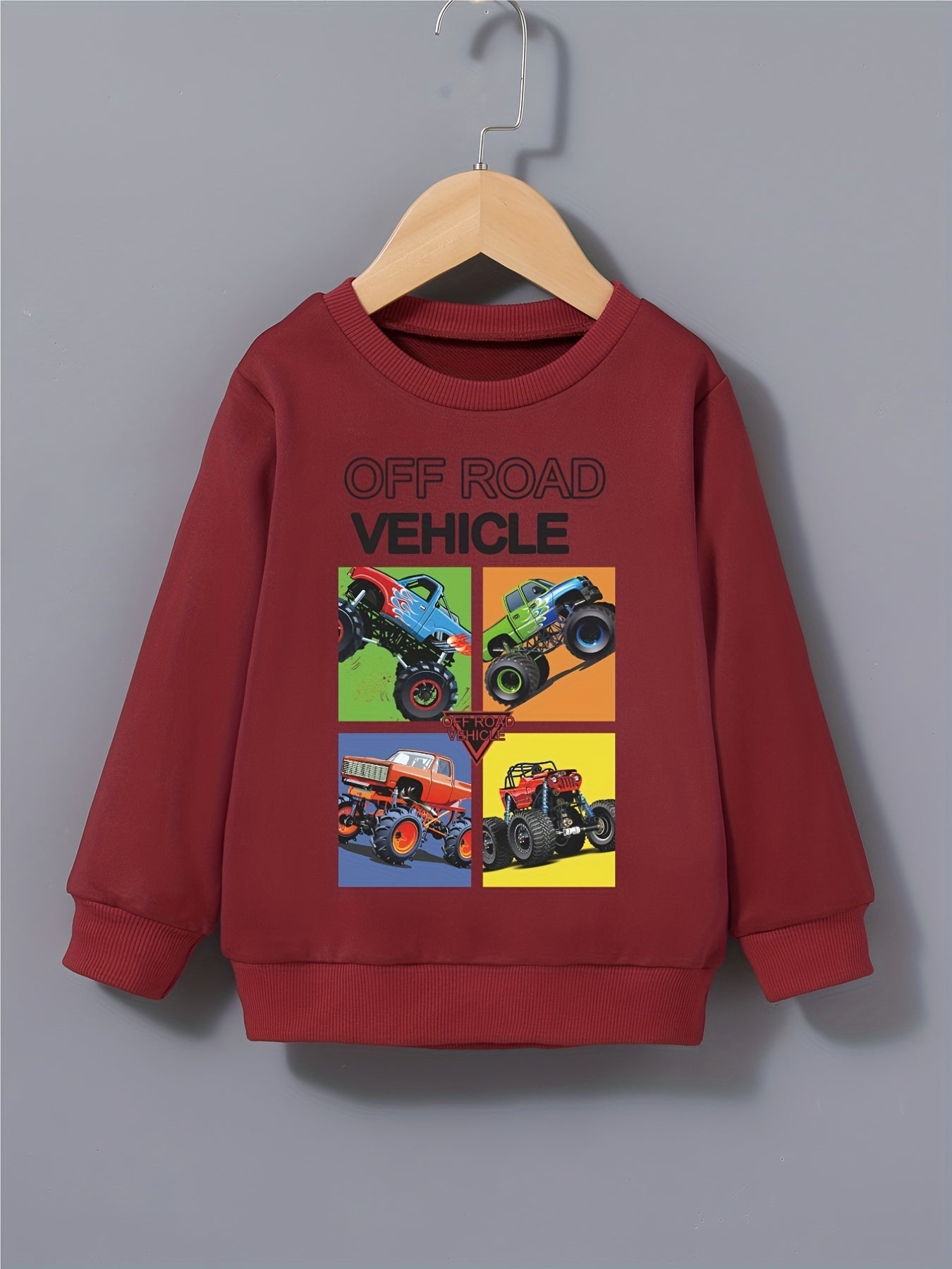 Boys Off-Road Vehicles Print Pullover Sweatshirt