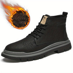 Men's Lace up Service Boots Casual Leather Walking Shoes
