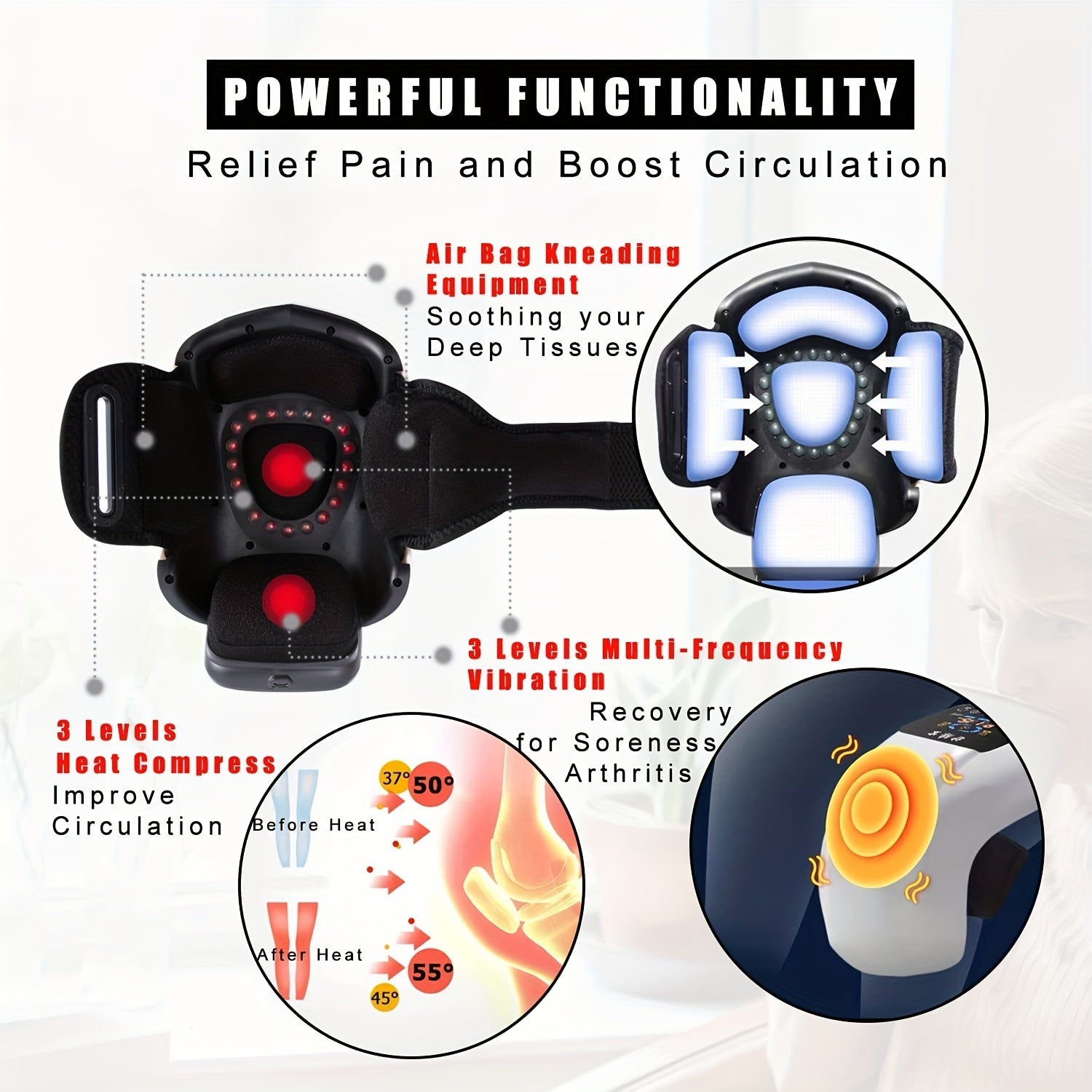 Knee Massager Hot Compress for Joint Pain Relief