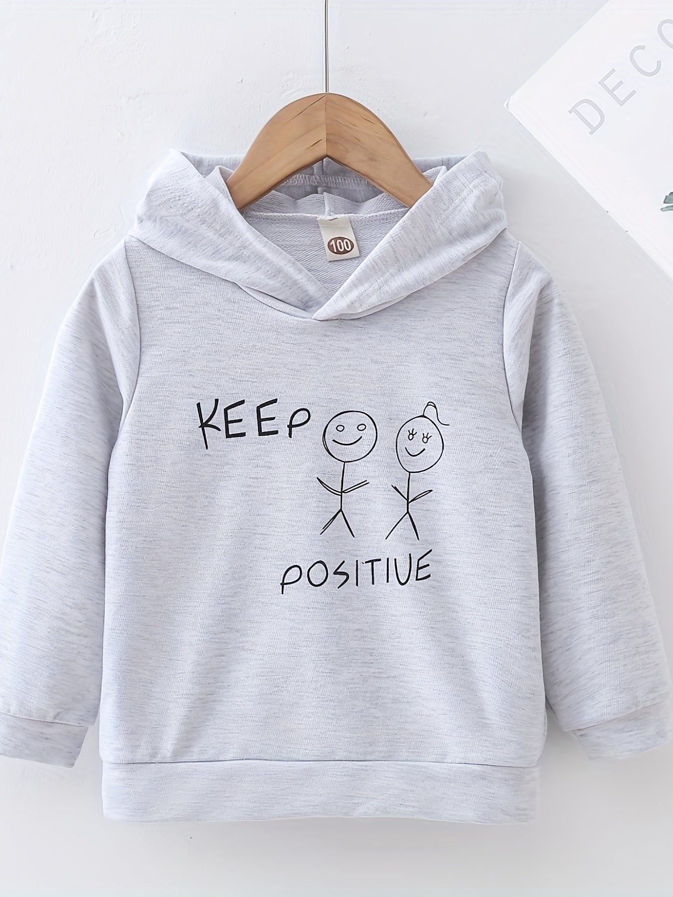 Girls 'Keep Positive' Graphic Pullover Hoodie Sweatshirt