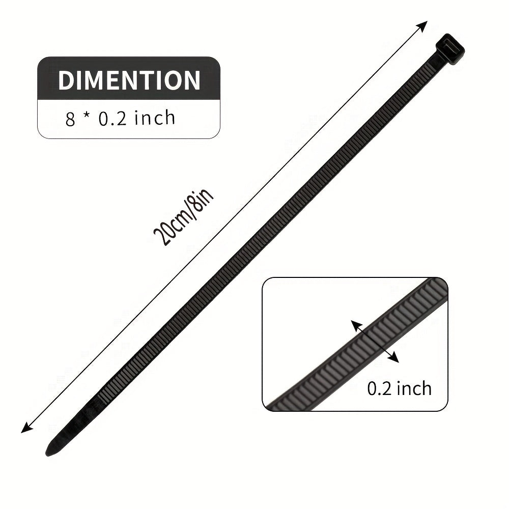 100pcs Heavy Duty Releasable Nylon Tie Wraps 20-32cm Adjustable Straps