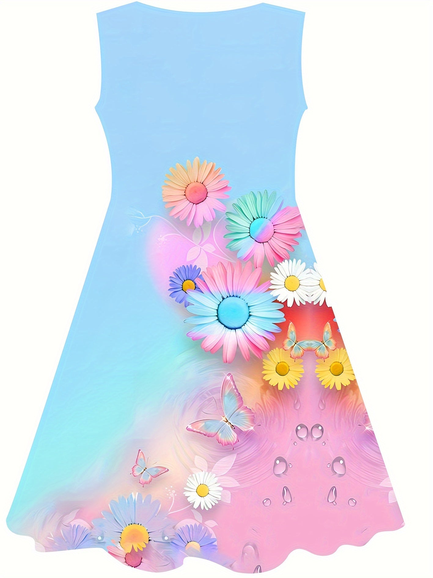 Girls Sleeveless Flower Dress for Summer Party