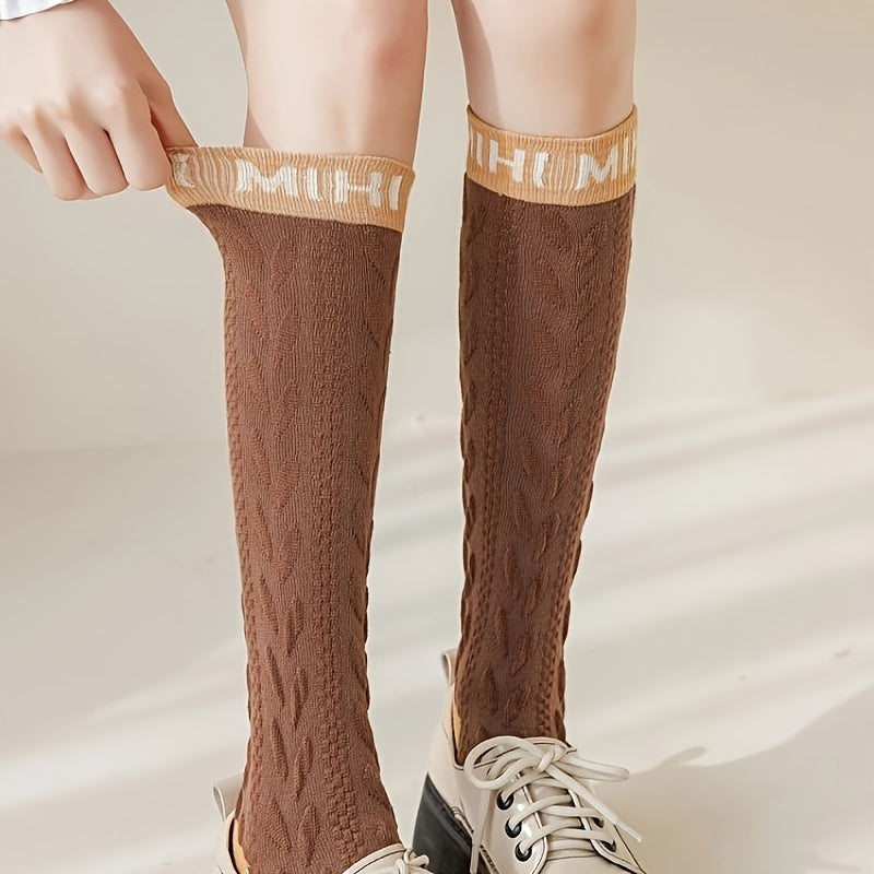 Letter Print Calf Socks Knee High Stockings